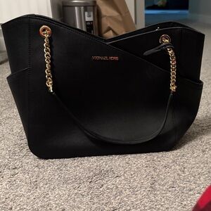Michael Kors Black Shoulder Bag with Gold Chain